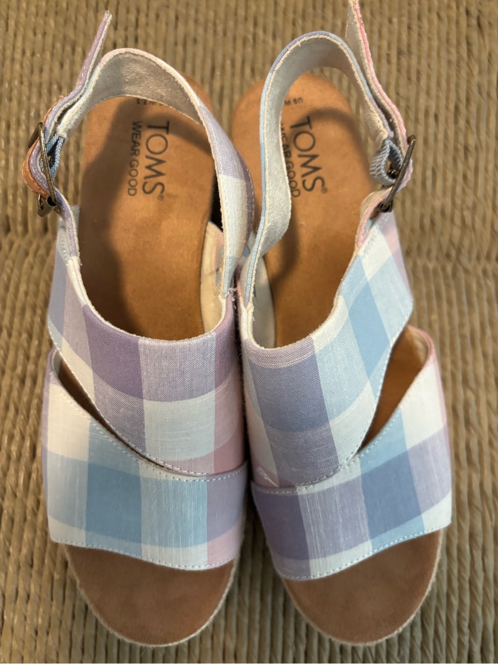 TOMS Pastel Plaid Slingback Sandals in Pink, Blue, Lavender
